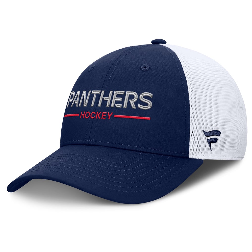 Florida Panthers Fanatics Authentic Pro Rink Lockup Adjustable Trucker Hat - Navy/White
