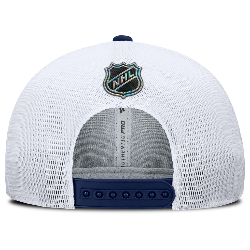 Florida Panthers Fanatics Authentic Pro Rink Lockup Adjustable Trucker Hat - Navy/White