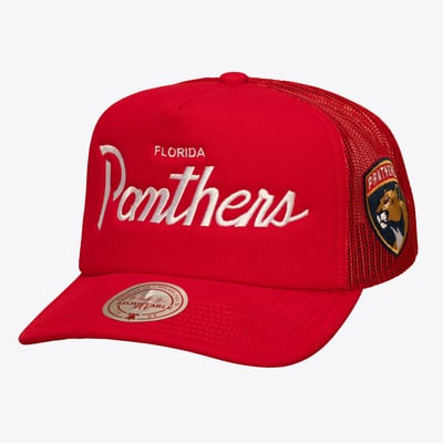 Florida Panthers Mitchell & Ness Head Coach Trucker Adjustable Hat - Red