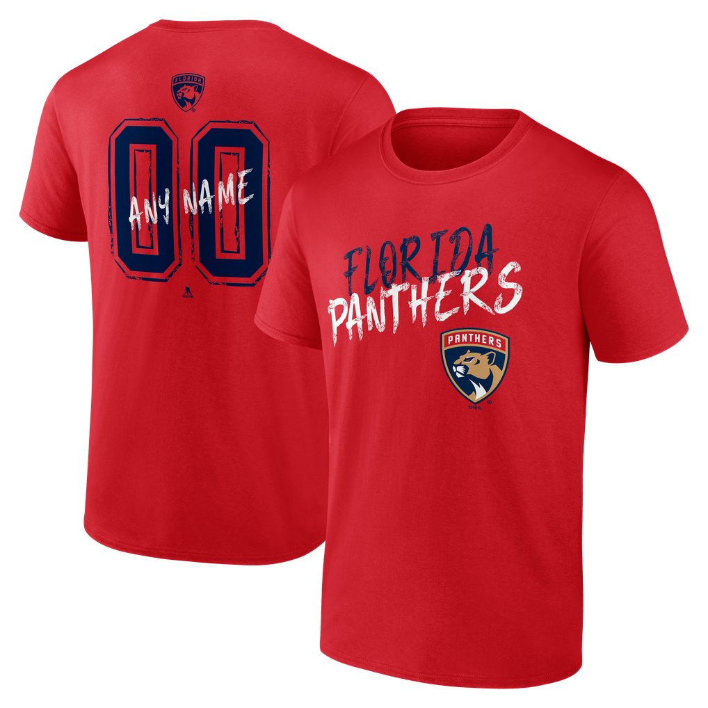 Florida Panthers  Hustle Personalized Name & Number T-Shirt - Red