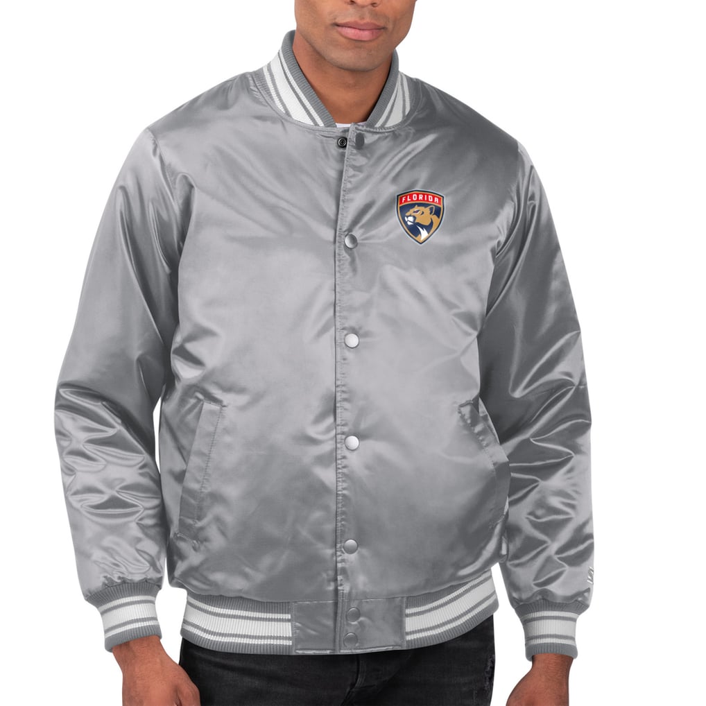 Florida Panthers Starter Printed Team Logo Satin Varsity Full-Snap Jacket - Gray
