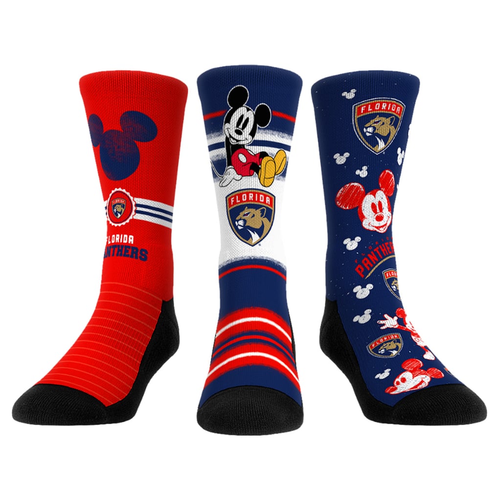 Mickey Mouse Florida Panthers Rock Em Socks Unisex Three-Pack Crew Socks Set - Navy