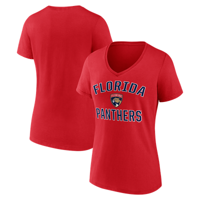  Florida Panthers Logo Athletic Women's Arch Victory V-Neck T-Shirt - Red