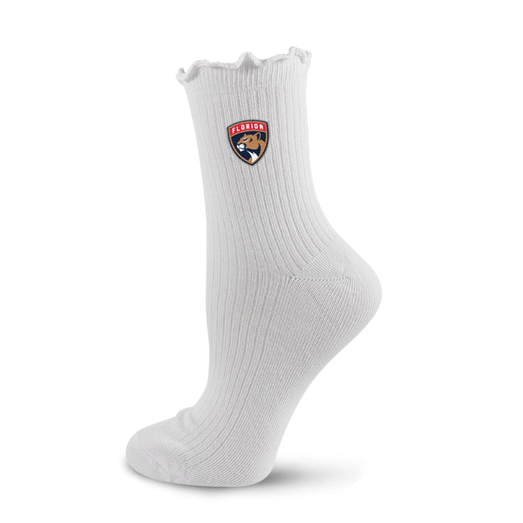  Florida Panthers PRO Compression Logo Lettuce Hem Quarter Socks - White