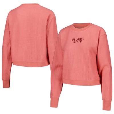 Florida State Seminoles League Collegiate Wear Women's Timber Cropped Pullover Sweatshirt - Coral