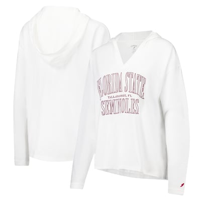 Florida State Seminoles League Collegiate Wear Women's Slub Long Sleeve V-Neck Hoodie T-Shirt - White