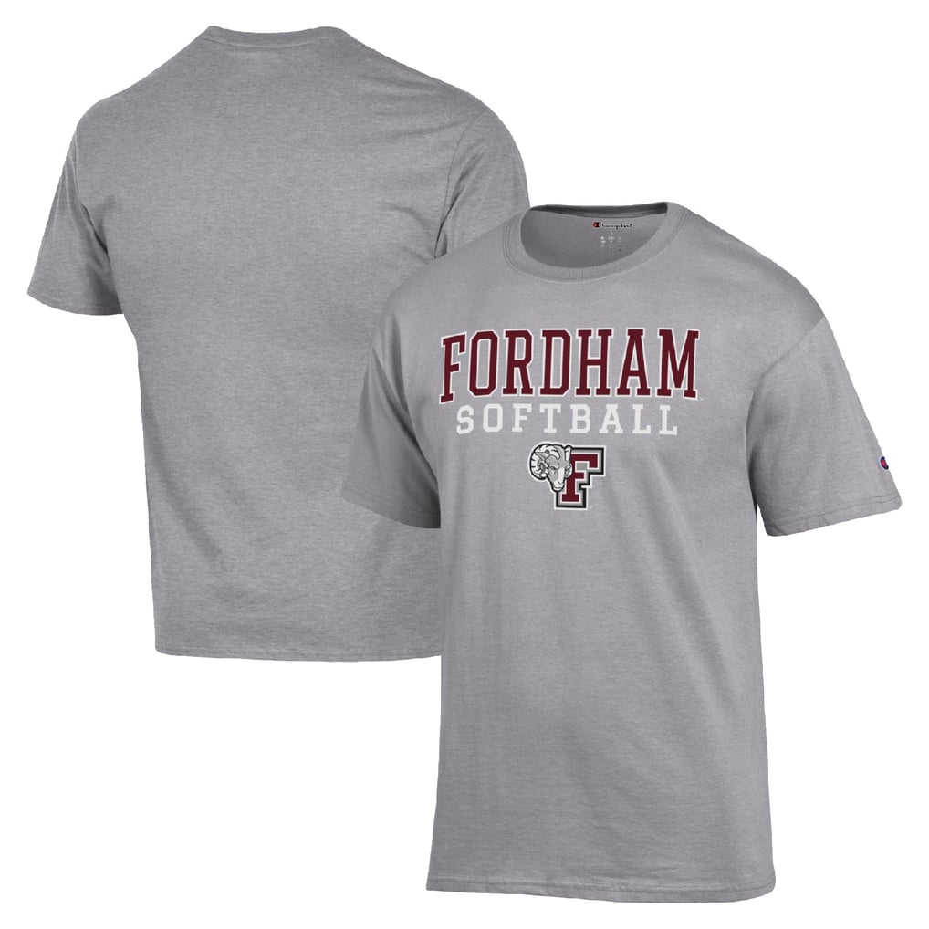  Fordham Rams Champion Stack Logo Softball Powerblend T-Shirt - Gray