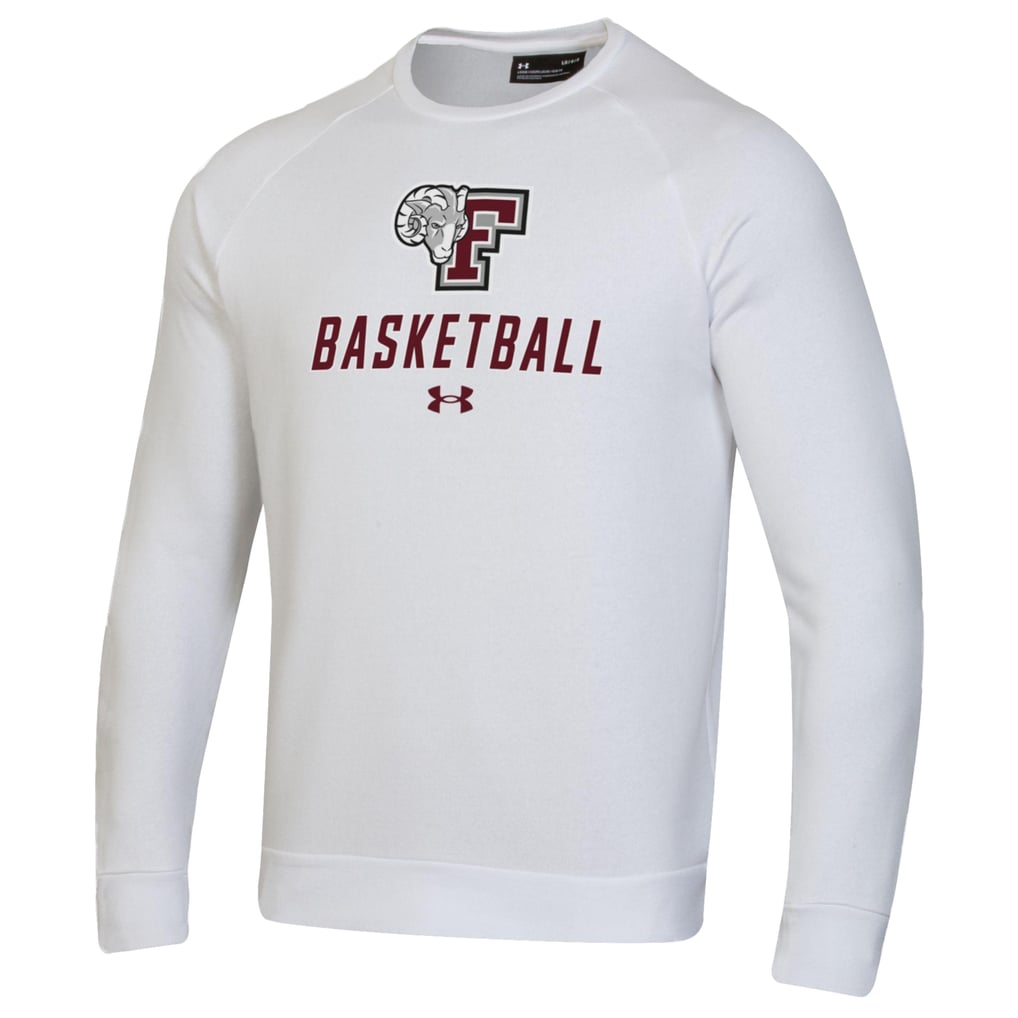  Fordham Rams Under Armour Raglan Basketball Rival Fleece Pullover Sweatshirt - White
