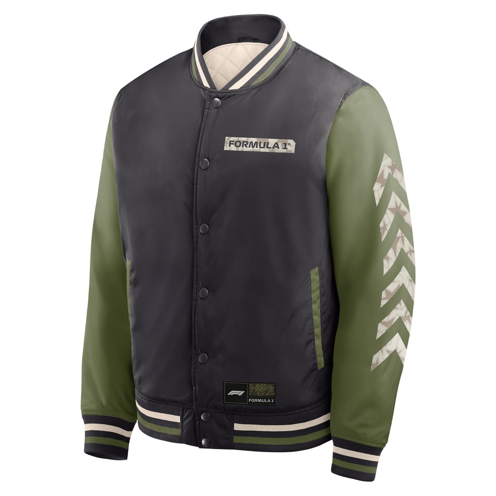  Formula 1 Sateen Full-Snap Bomber Jacket - Black/Olive