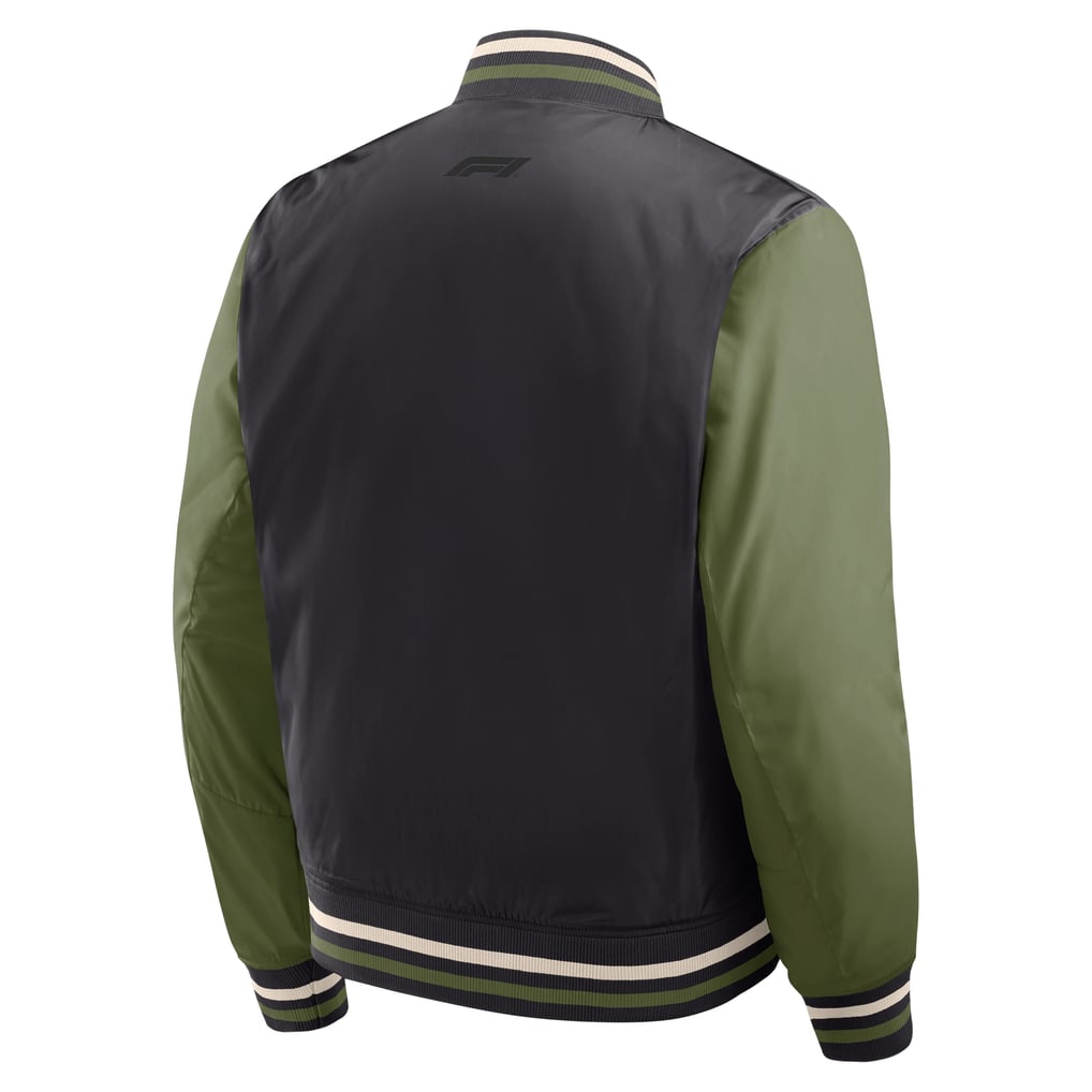  Formula 1 Sateen Full-Snap Bomber Jacket - Black/Olive
