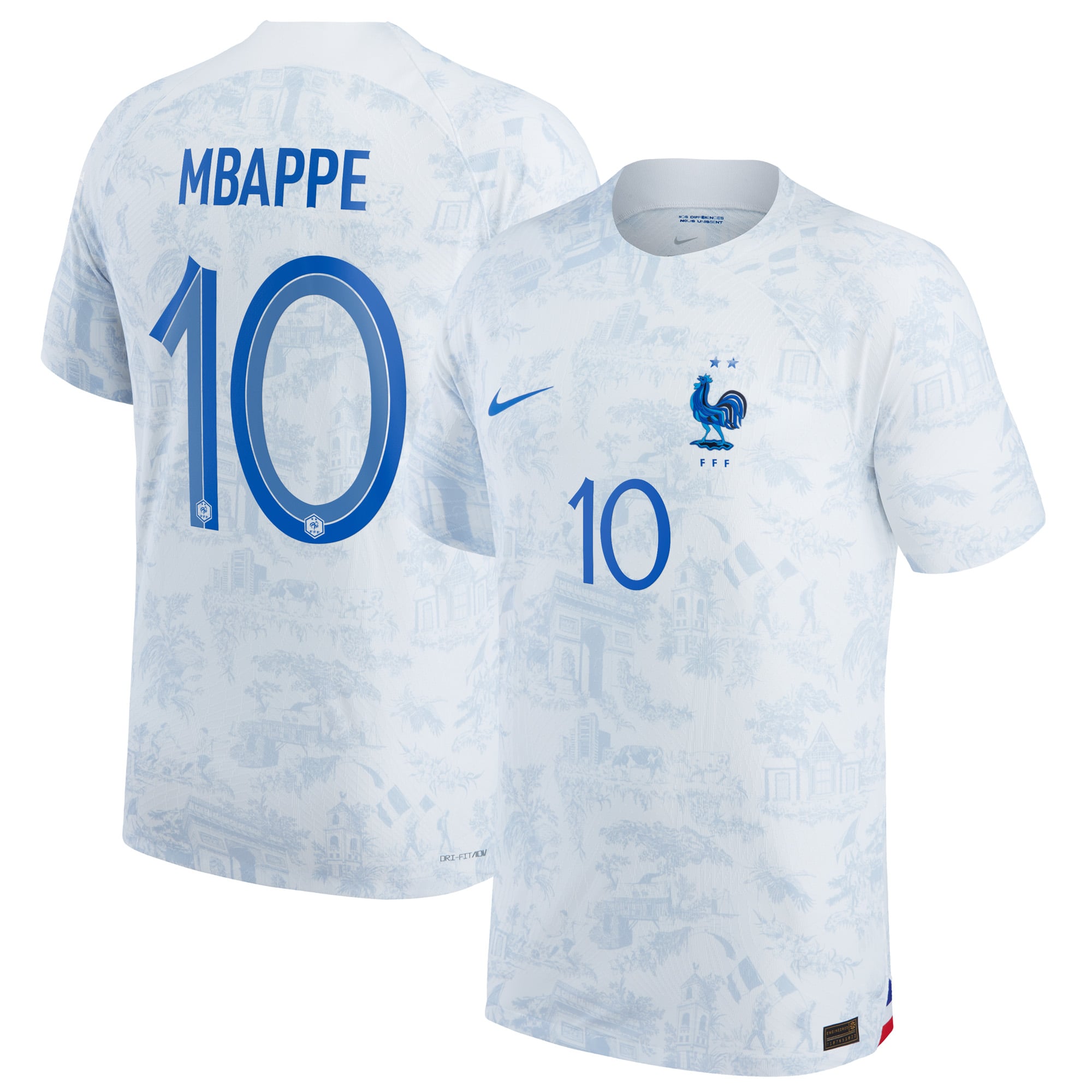 フランス代表 2022年アウェイユニホーム MBAPPE 10番 白色 Mサイズ 23-away-vapor-match-authentic-