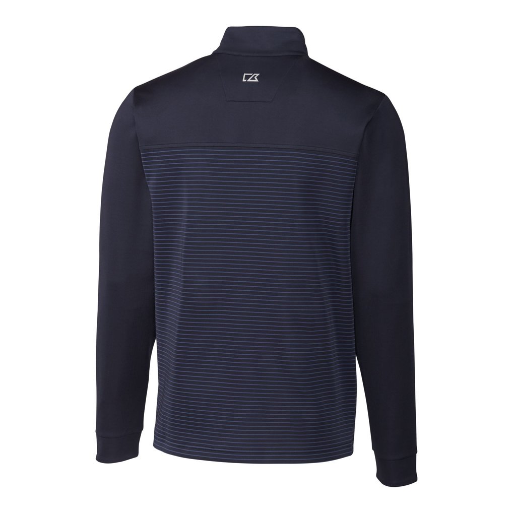  Frisco RoughRiders Cutter & Buck Traverse Stripe Stretch Quarter-Zip Pullover Top - Navy
