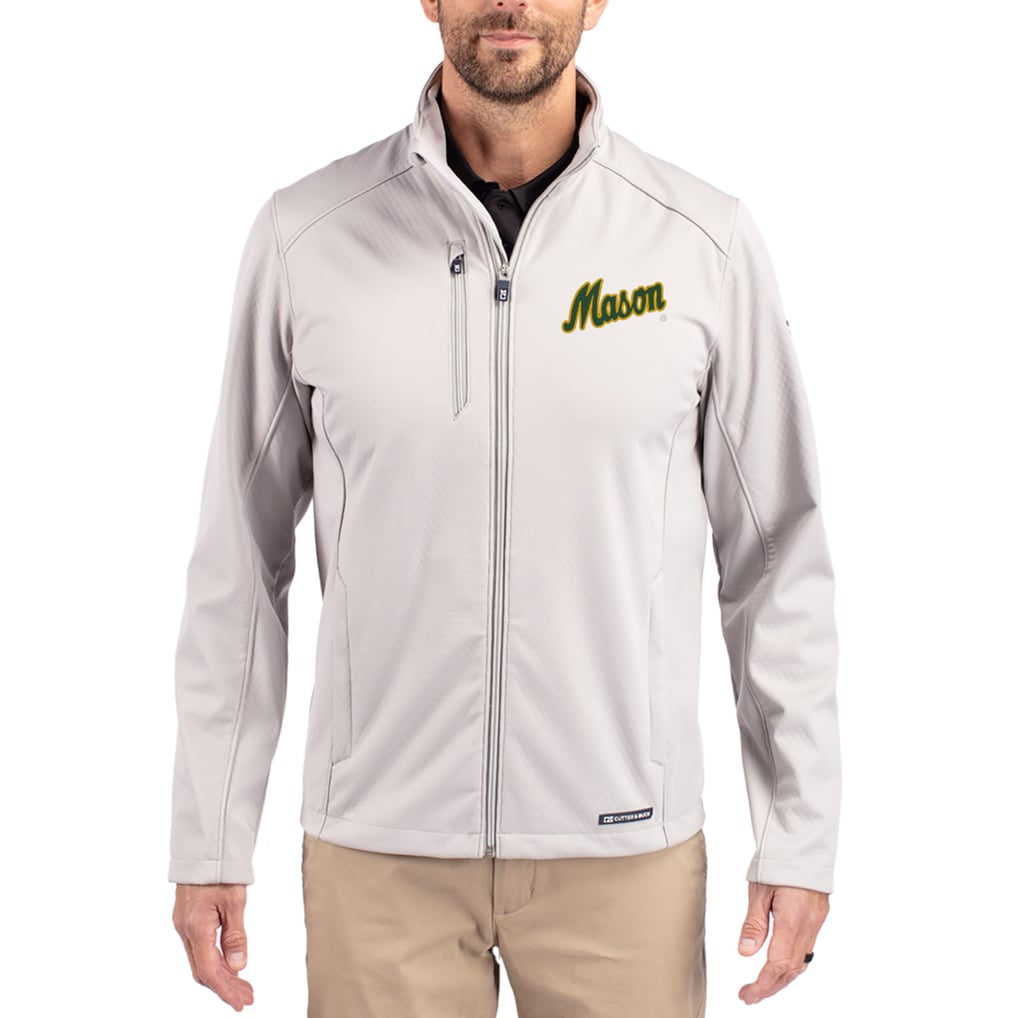 George Mason Patriots Cutter & Buck Evoke Eco Softshell Recycled Full-Zip Jacket - Gray