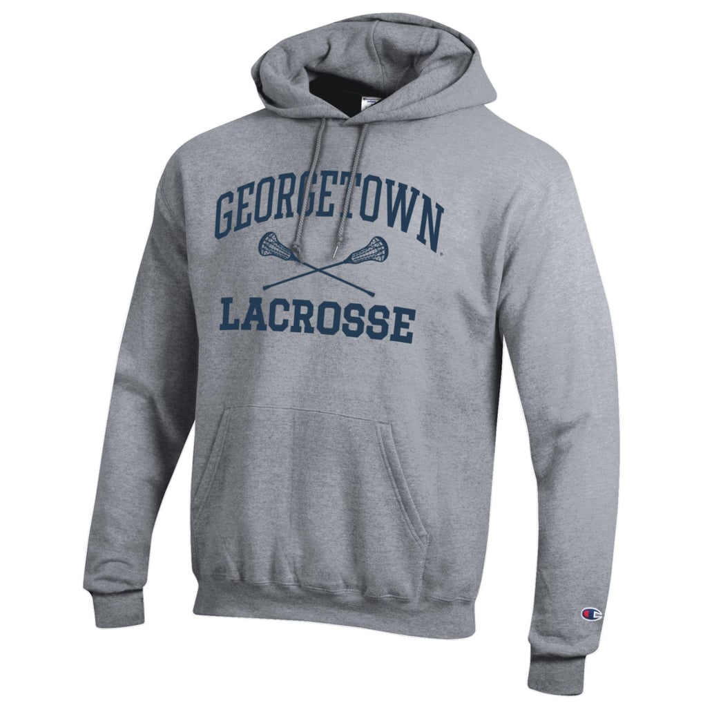 Georgetown Hoyas Champion Lacrosse Icon Powerblend Pullover Hoodie - Gray