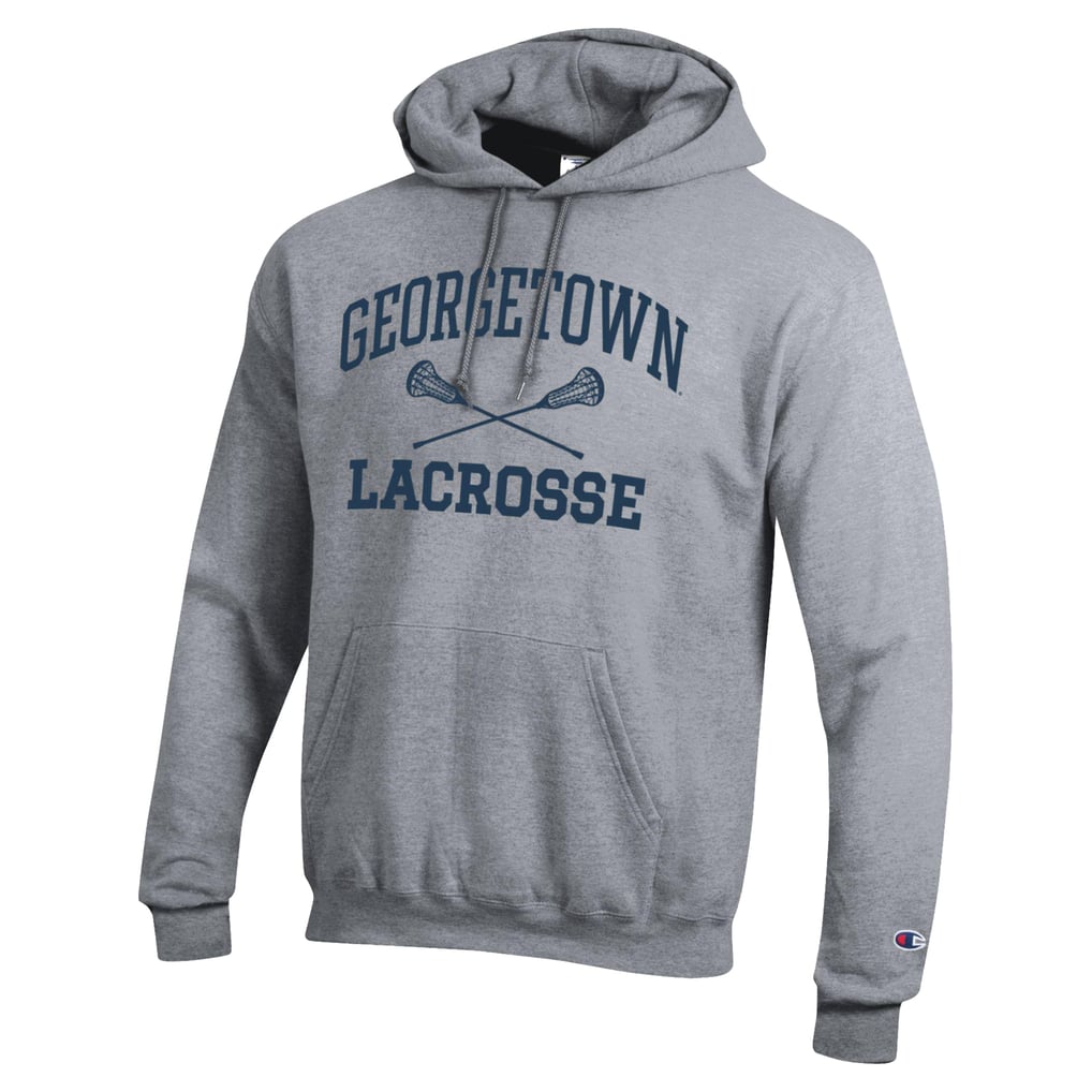 Georgetown Hoyas Champion Lacrosse Icon Powerblend Pullover Hoodie - Gray