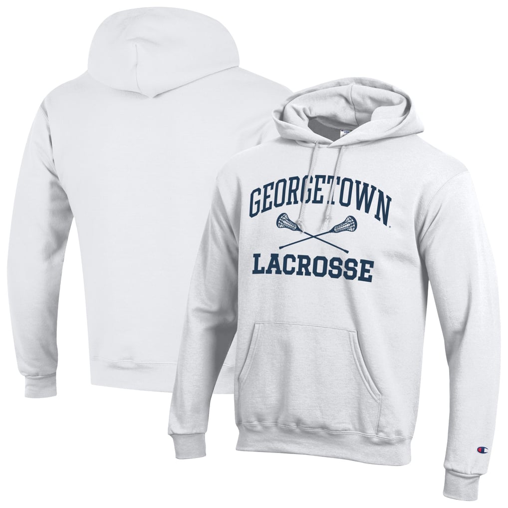 Georgetown Hoyas Champion Lacrosse Icon Powerblend Pullover Hoodie - White