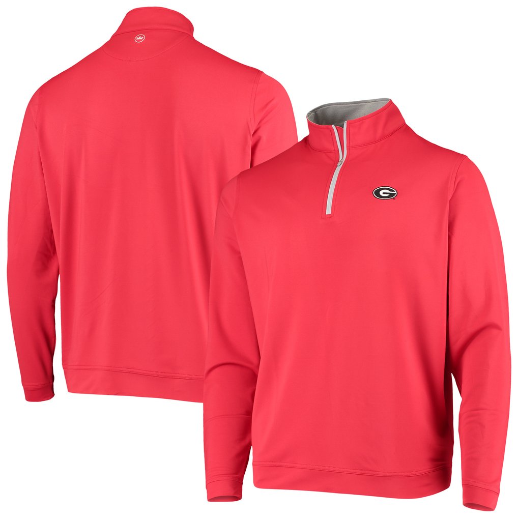 Georgia Bulldogs Peter Millar Perth Solid Stretch Logo Quarter-Zip Pullover - Red