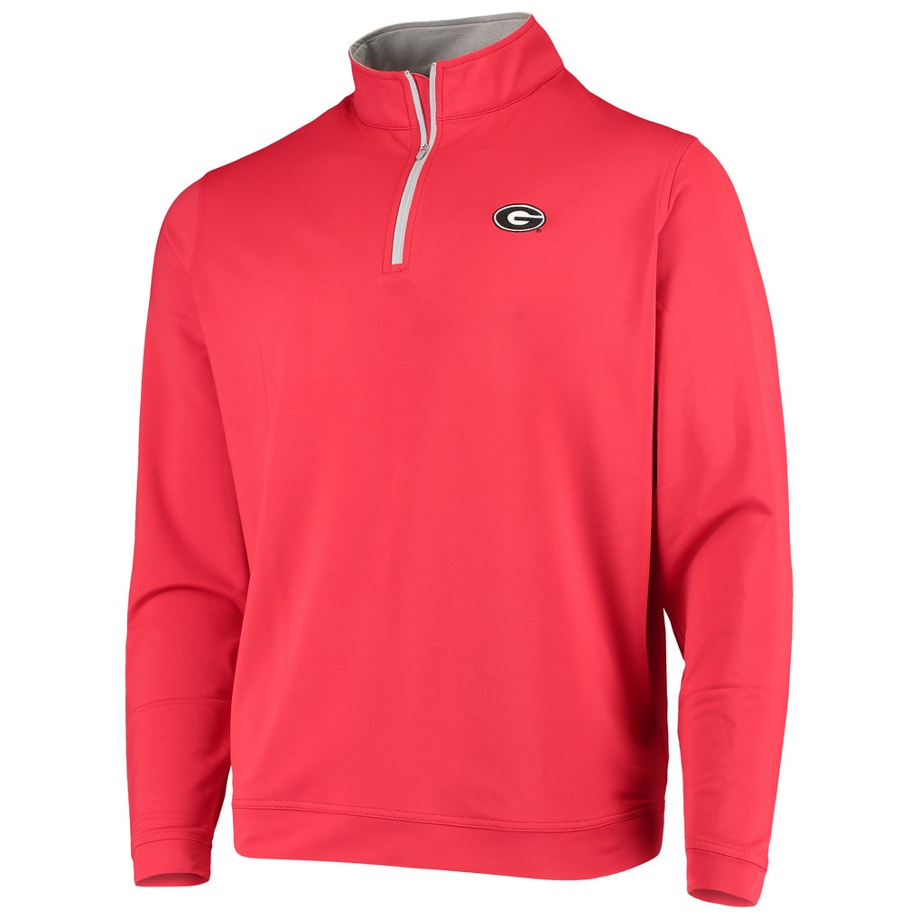 Georgia Bulldogs Peter Millar Perth Solid Stretch Logo Quarter-Zip Pullover - Red