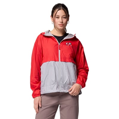 Georgia Bulldogs Columbia Women's Spire Hoodie Windbreaker - Red/Grey