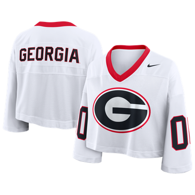 Georgia Bulldogs Nike Women's Oversized Logo Cropped Fashion Jersey - White
