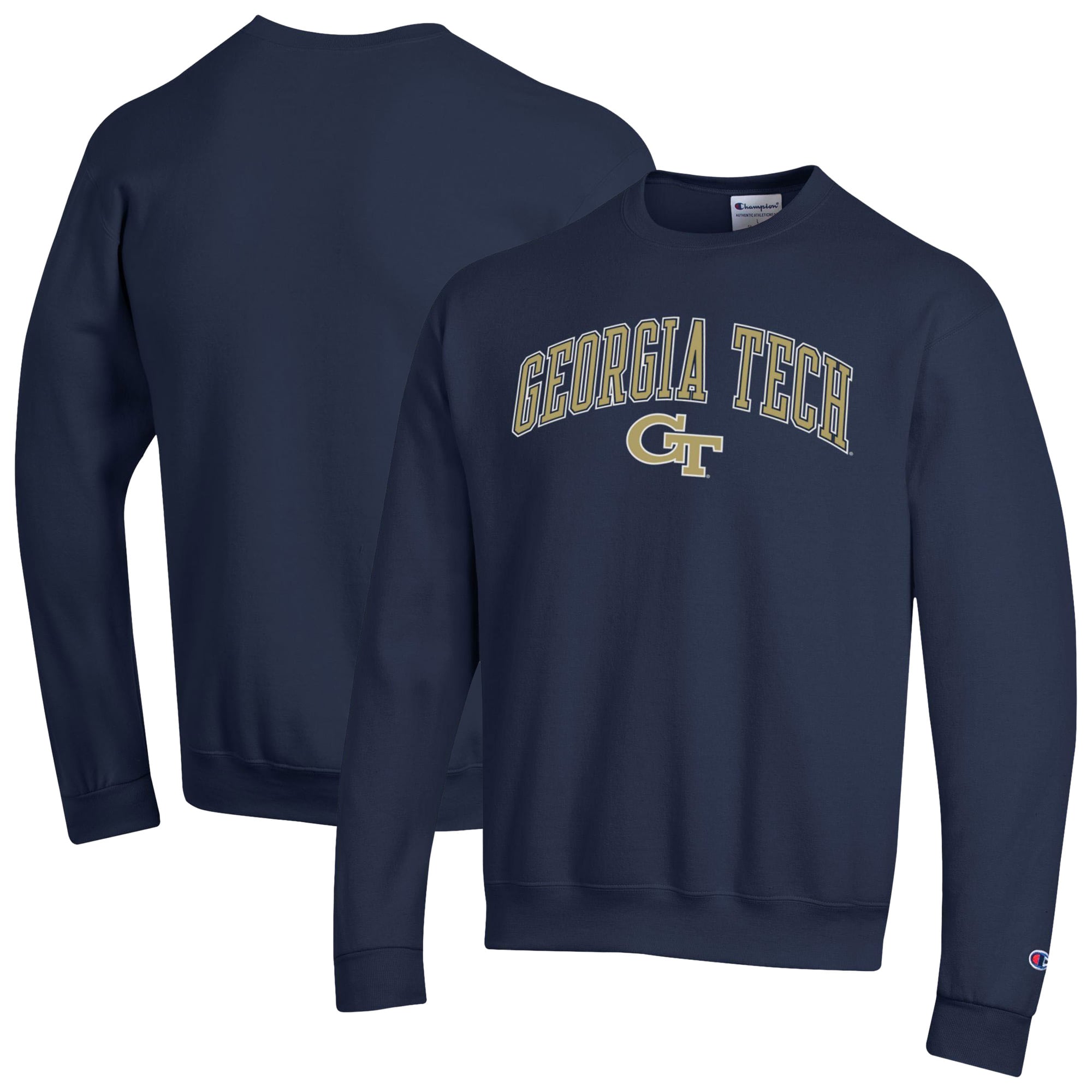 Men's Champion Navy Georgia Tech Yellow Jackets Arch Over Logo Pullover ...