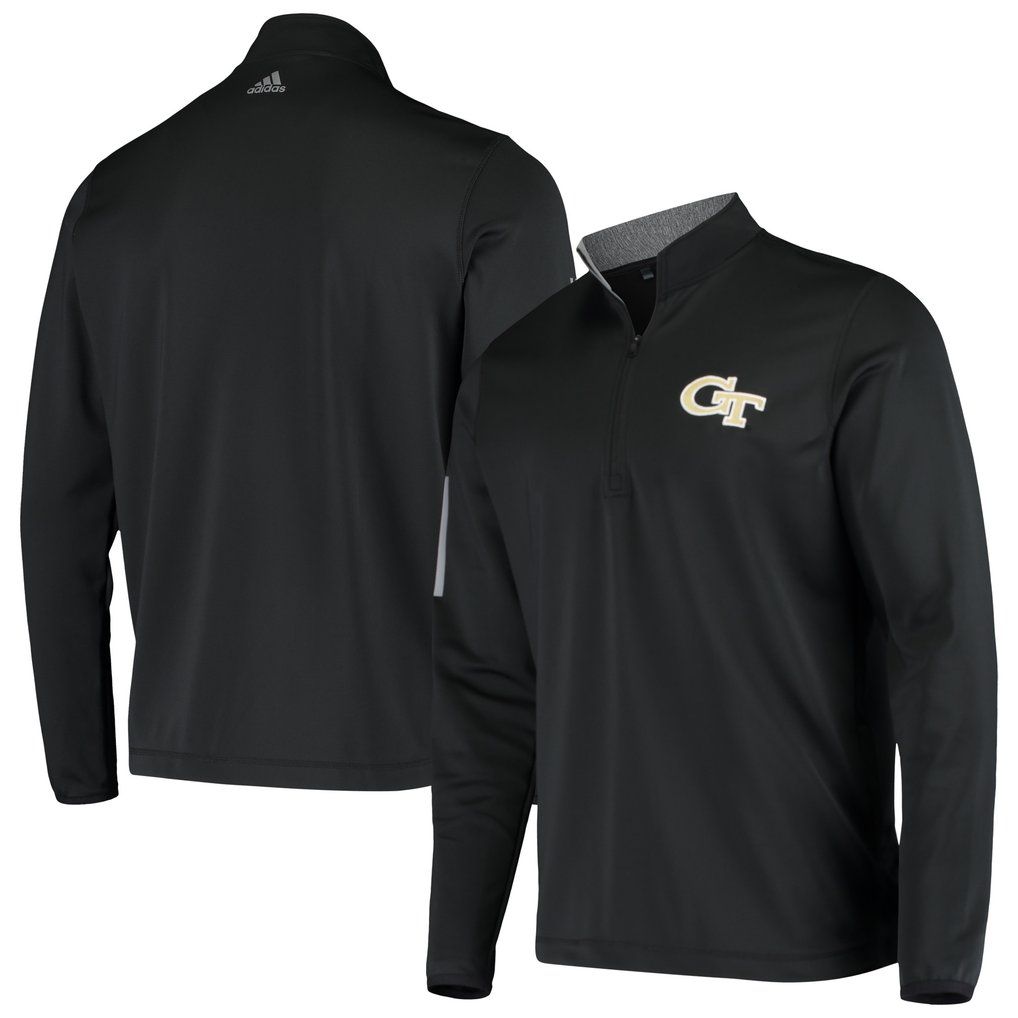Georgia Tech Yellow Jackets adidas Three-Stripe Half-Zip Pullover Jacket - Black