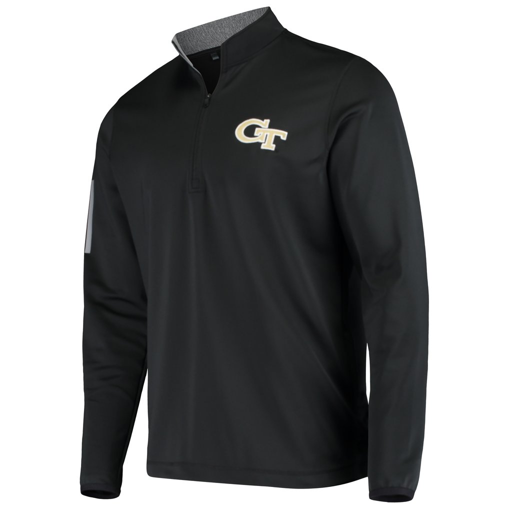 Georgia Tech Yellow Jackets adidas Three-Stripe Half-Zip Pullover Jacket - Black