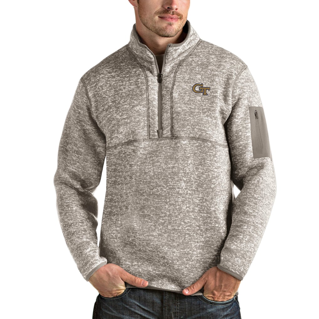 Georgia Tech Yellow Jackets Antigua Fortune Half-Zip Pullover Jacket - Oatmeal