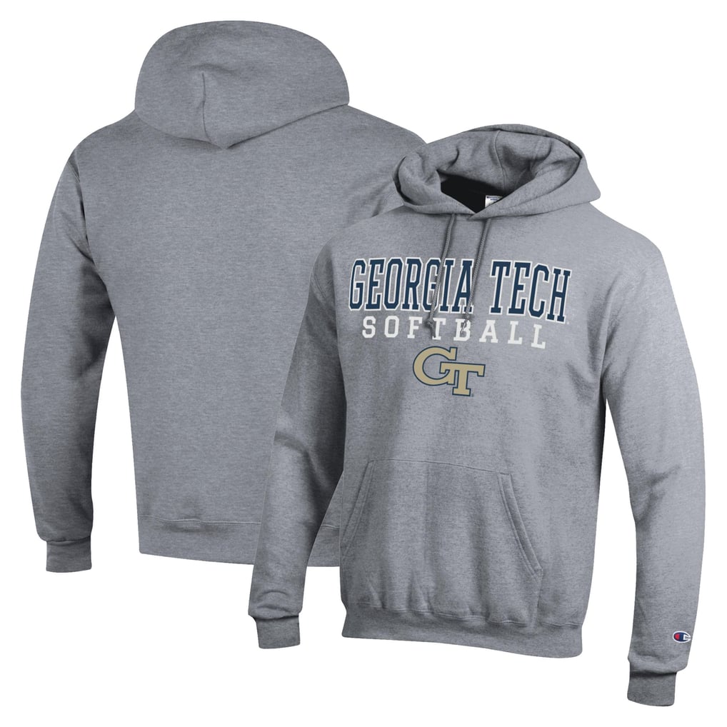  Georgia Tech Yellow Jackets Champion Stack Logo Softball Powerblend Pullover Hoodie - Gray