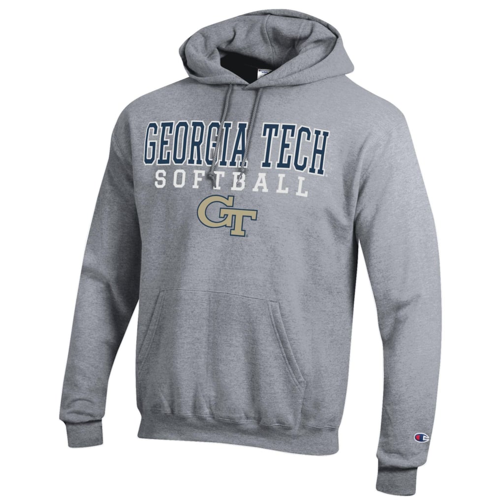  Georgia Tech Yellow Jackets Champion Stack Logo Softball Powerblend Pullover Hoodie - Gray