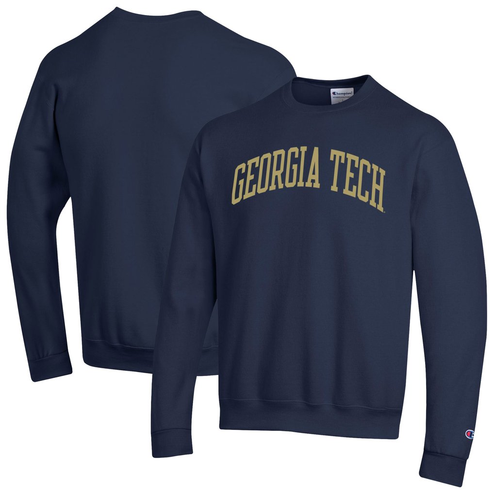  Georgia Tech Yellow Jackets Champion Basic Arch Fleece Pullover Sweatshirt - Navy