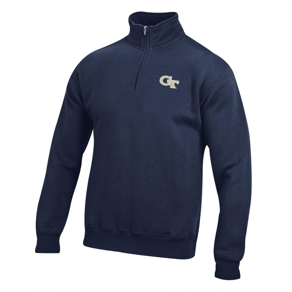 Georgia Tech Yellow Jackets Big Cotton Quarter-Zip Pullover Sweatshirt - Navy