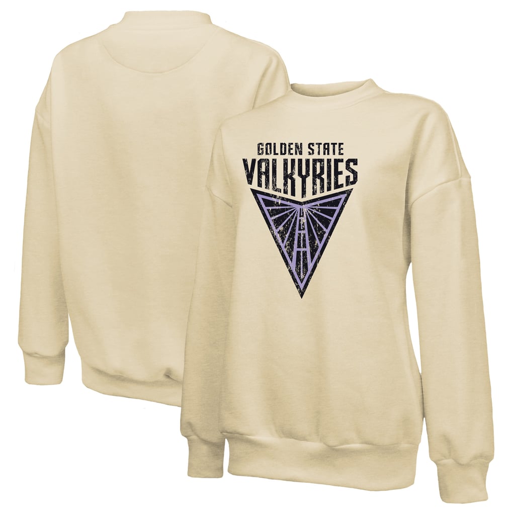 Golden State Valkyries Majestic Threads Women's Primary Logo Drop Shoulder Tri-Blend Pullover Sweatshirt - Cream