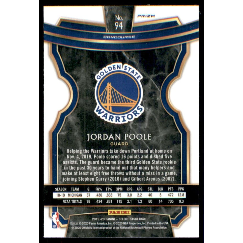 2019-20 Select Prizms Silver #94 Jordan Poole