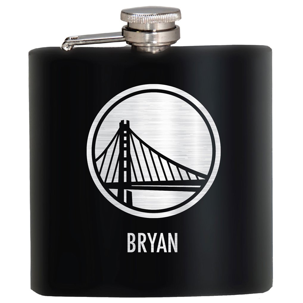 Golden State Warriors 6oz. Personalized Stealth Hip Flask - Black
