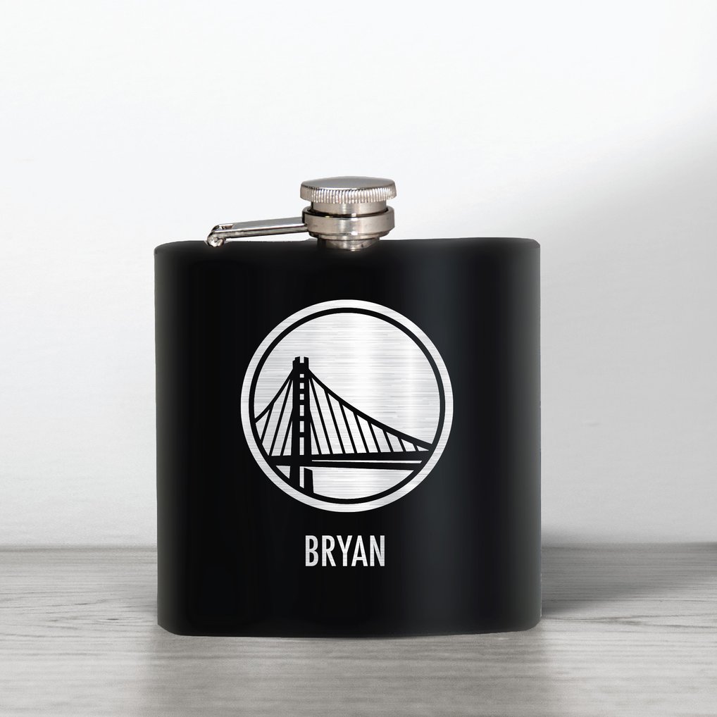 Golden State Warriors 6oz. Personalized Stealth Hip Flask - Black
