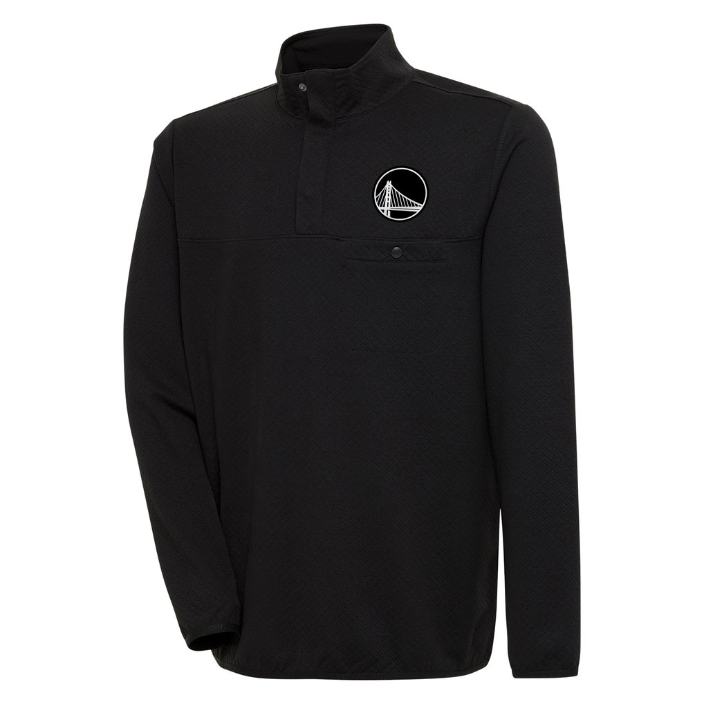 Golden State Warriors Antigua Steamer Quarter-Snap Pullover Top - Black