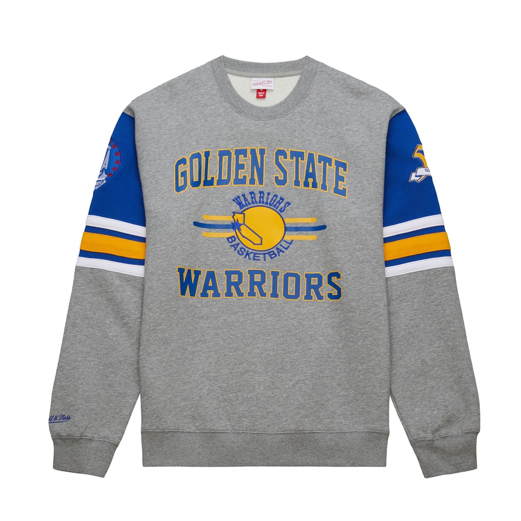 Golden State Warriors Mitchell & Ness Hardwood Classics All Over 4.0 Pullover Sweatshirt - Heather Gray