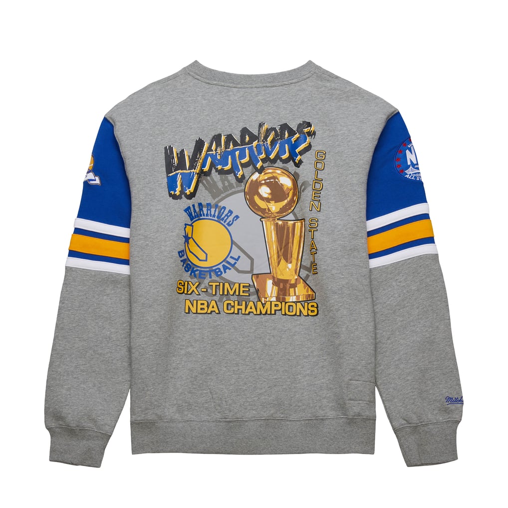 Golden State Warriors Mitchell & Ness Hardwood Classics All Over 4.0 Pullover Sweatshirt - Heather Gray