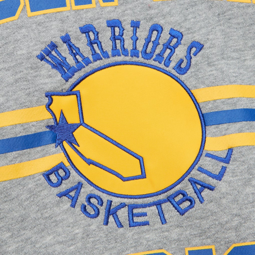 Golden State Warriors Mitchell & Ness Hardwood Classics All Over 4.0 Pullover Sweatshirt - Heather Gray
