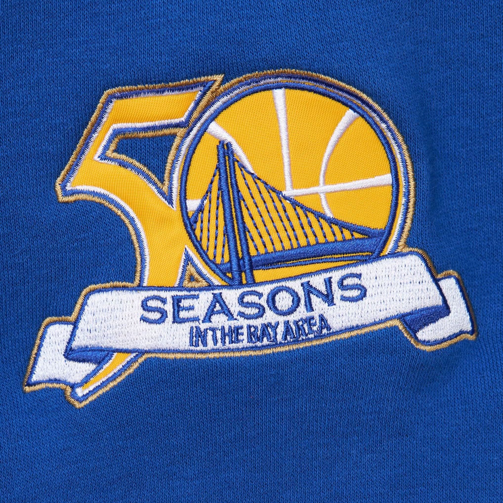 Golden State Warriors Mitchell & Ness Hardwood Classics All Over 4.0 Pullover Sweatshirt - Heather Gray