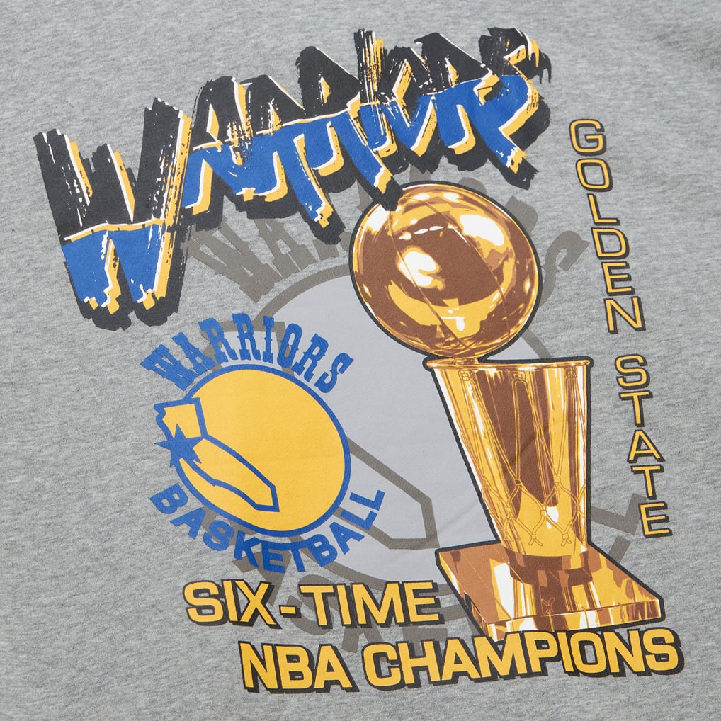 Golden State Warriors Mitchell & Ness Hardwood Classics All Over 4.0 Pullover Sweatshirt - Heather Gray