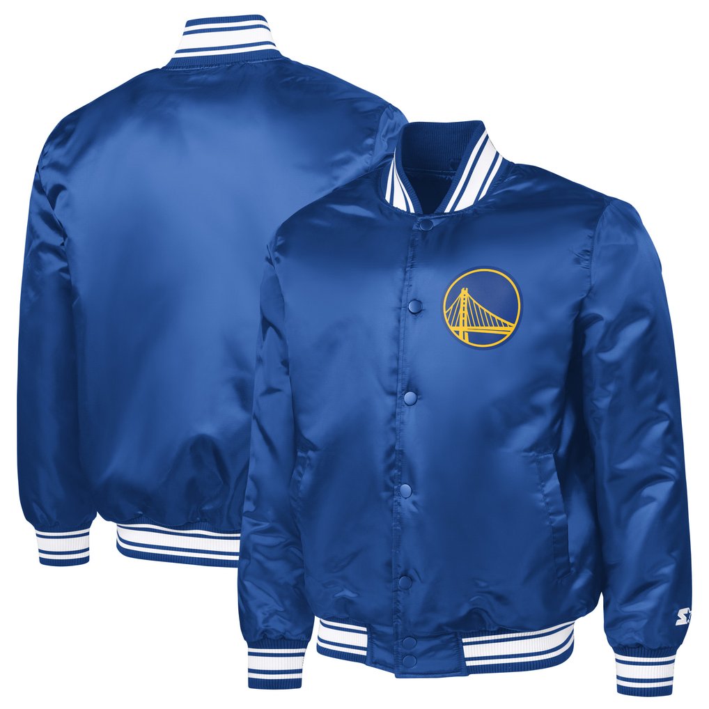 Golden State Warriors Starter Printed Team Logo Satin Varsity Full-Snap Jacket - Royal