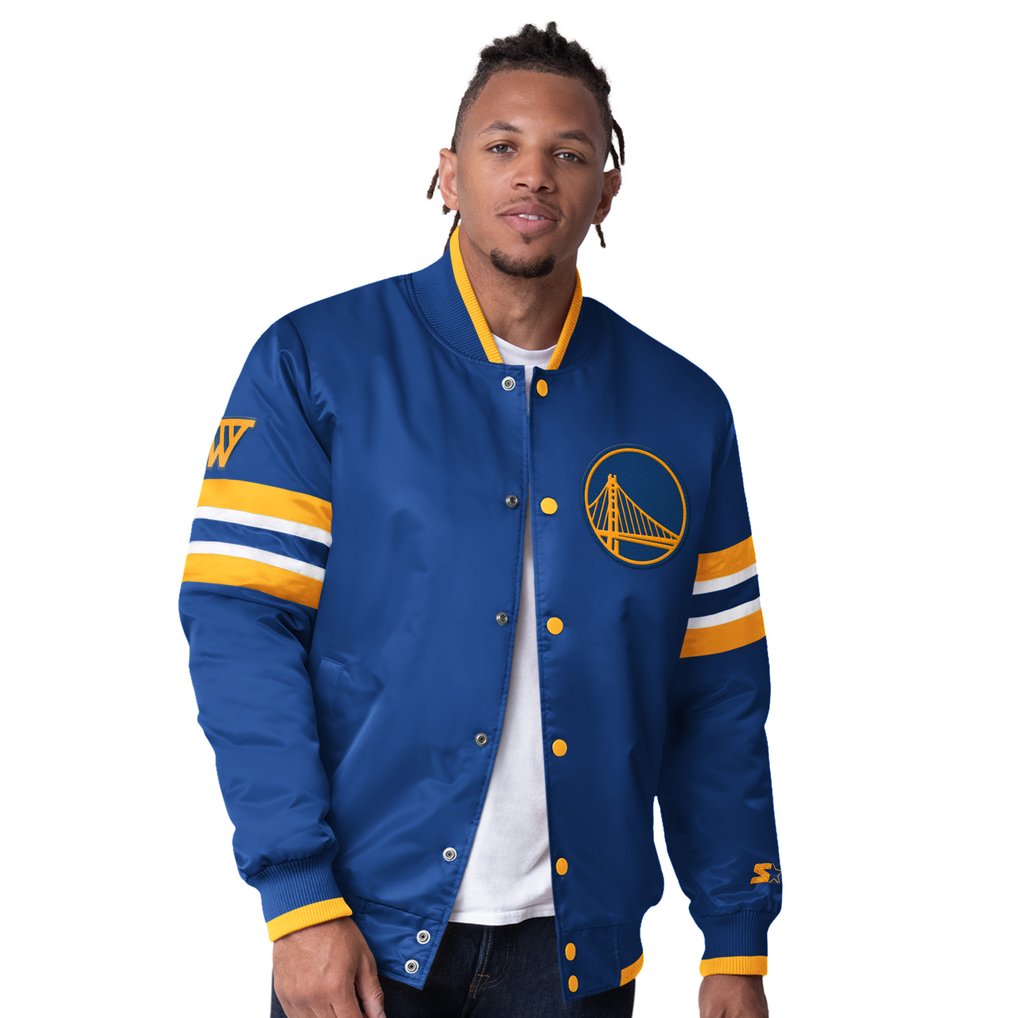Golden State Warriors Starter Scout Varsity Satin Full-Snap Jacket - Royal