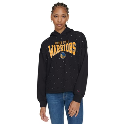 Golden State Warriors Tommy Jeans Women's Stella Cropped Pullover Hoodie - Black
