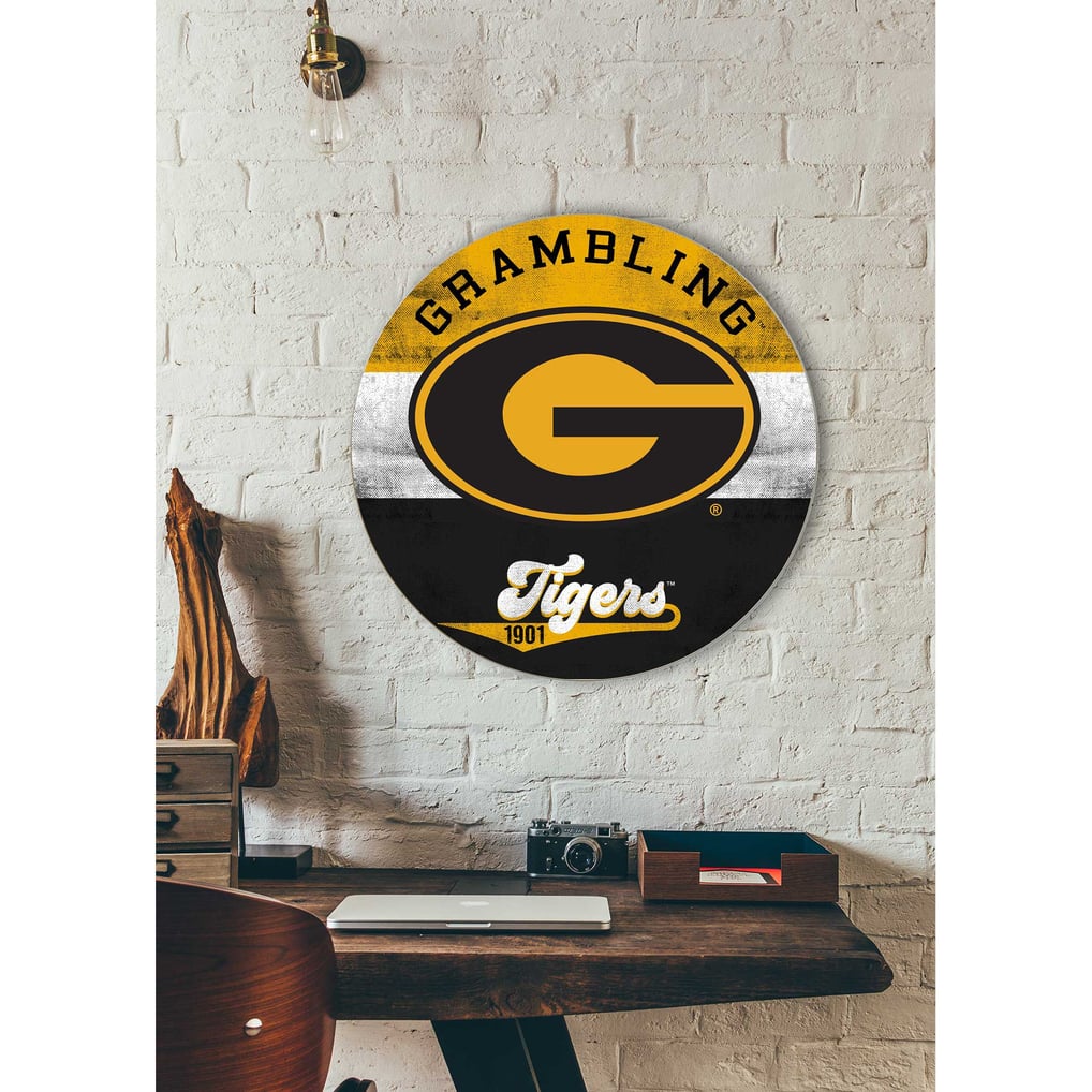 Grambling Tigers 20'' x 20'' Retro Logo Circle Sign