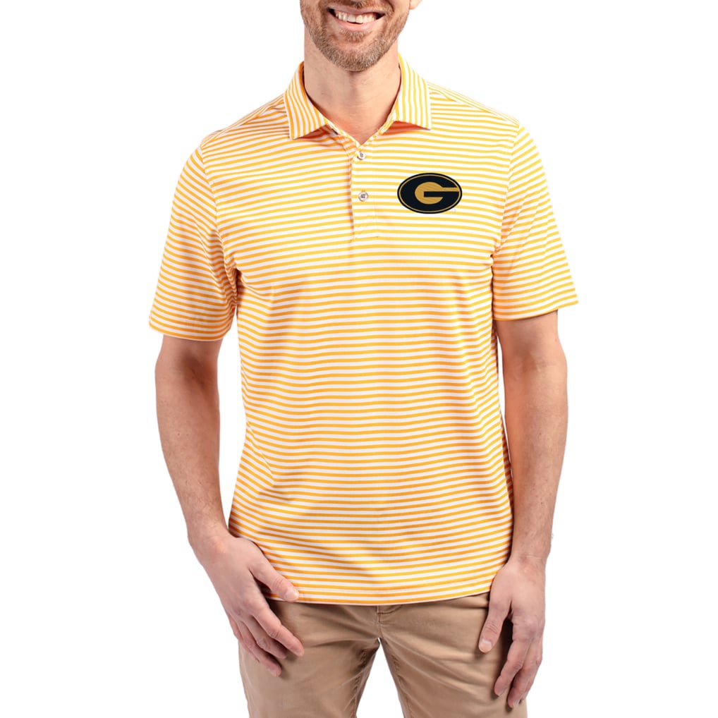 Grambling Tigers Cutter & Buck Virtue Eco Pique Stripe Recycled DryTec Polo - Gold