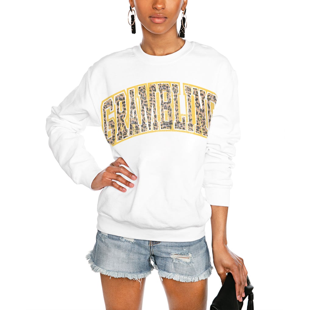 Grambling Tigers Gameday Couture Women's Distressed Snap Perfect Oversized Pullover Sweatshirt - White