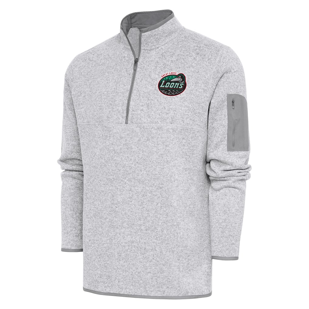  Great Lakes Loons Antigua Fortune Quarter-Zip Pullover Jacket - Heather Gray