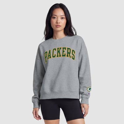 Green Bay Packers Champion Women's Contrast Lined Sweatshirt - Heather Gray